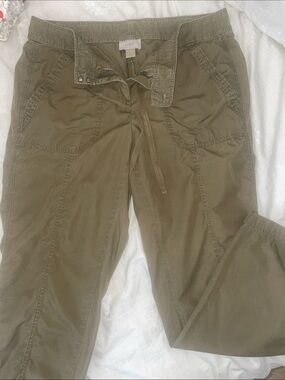 LOFT Olive Utility Drawstring Trousers